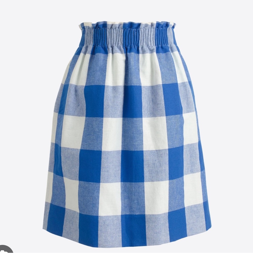NWT J. Crew Factory Women's Blue Gingham Print Sidewalk Skirt Size 12